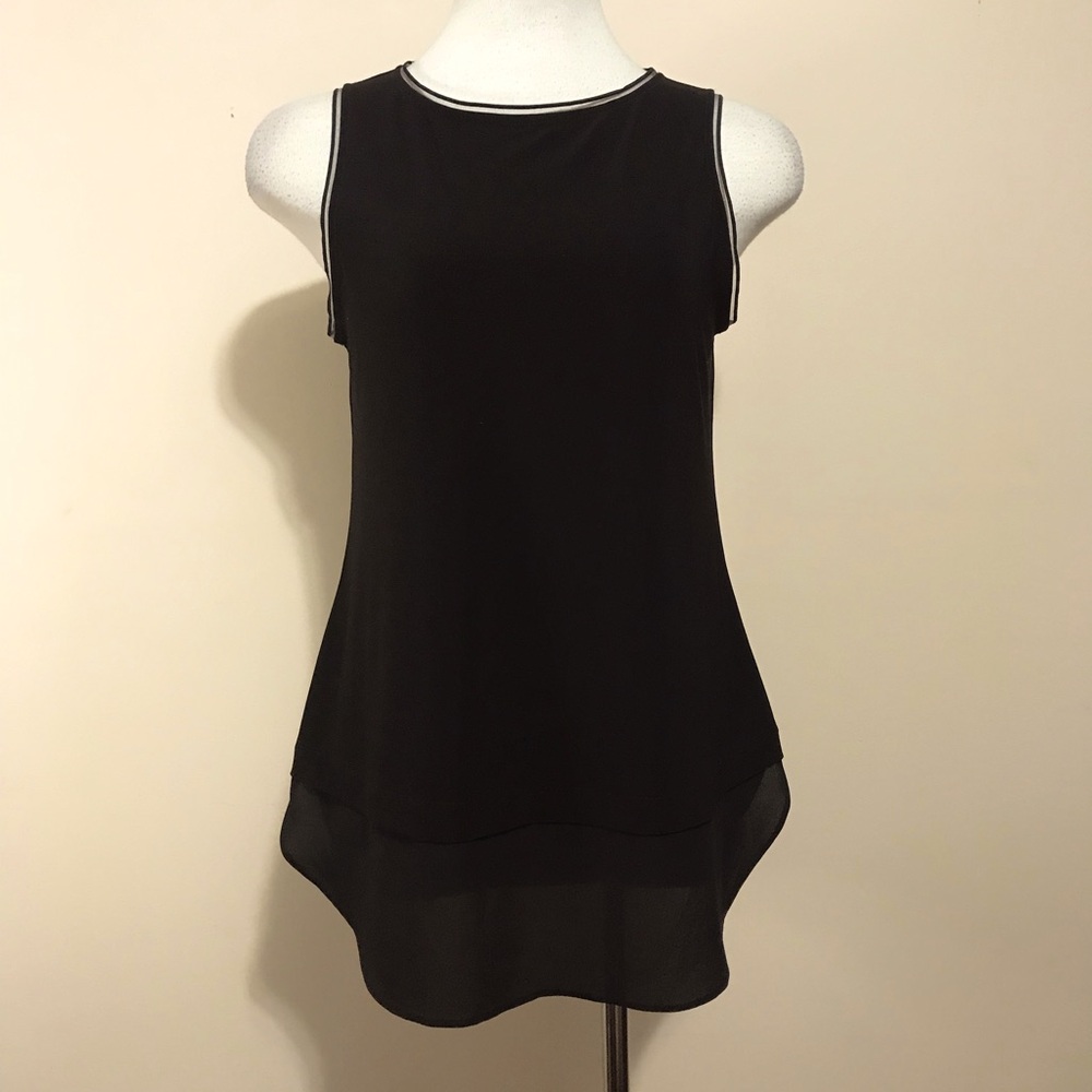Joseph Ribkoff Women’s Tulle Trim Black Sleeveless Top